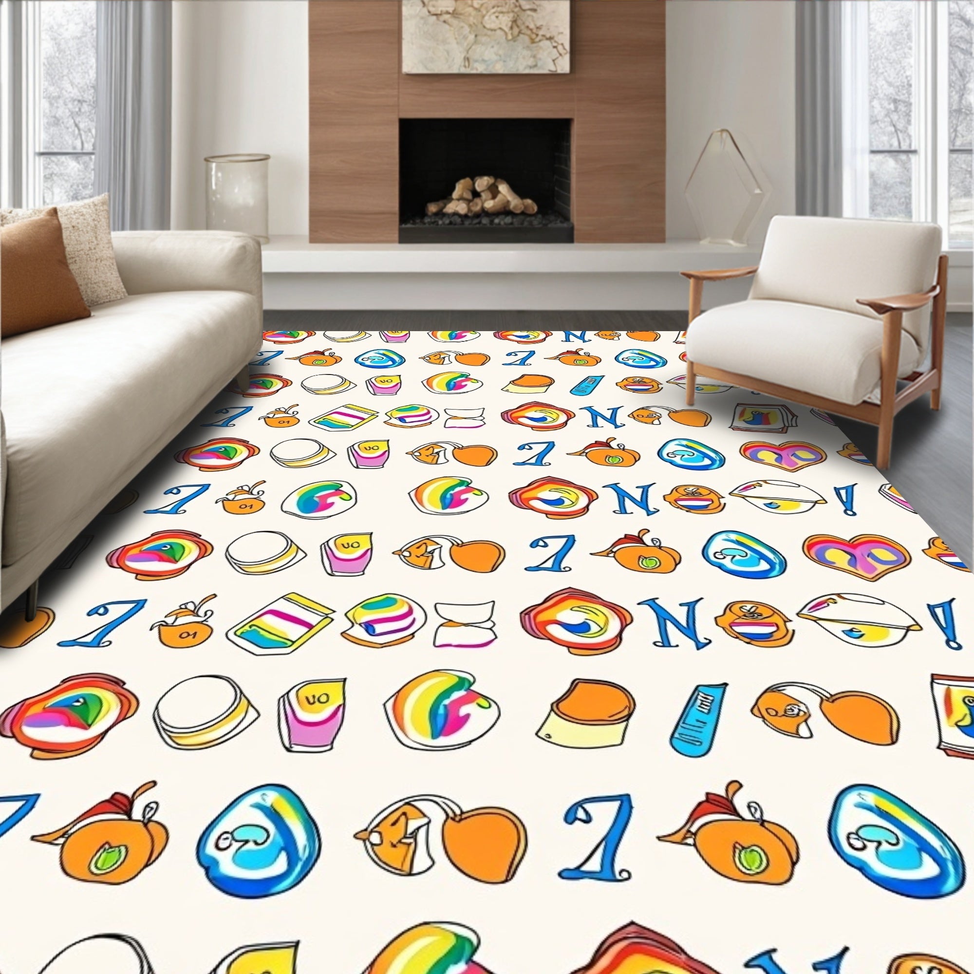 Playful Whimsical Cartoon Elements Rug
