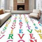 Alphabetical Rainbow Letter Collage Rug