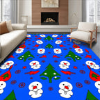 Blue Snowman Christmas Tree Star Fox Rug