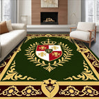 Regal Emerald Gold Crest Emblem Rug