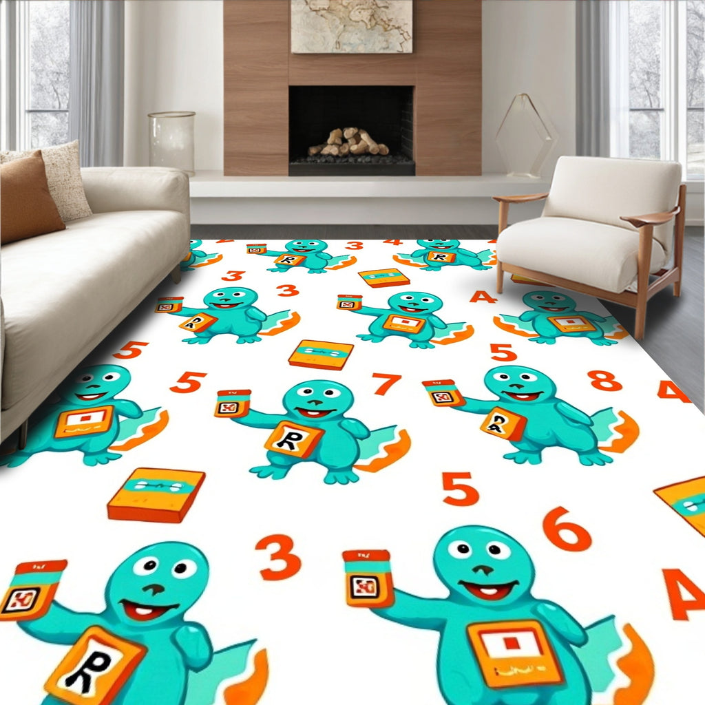 Teal Creature Numbers Repeat Rug