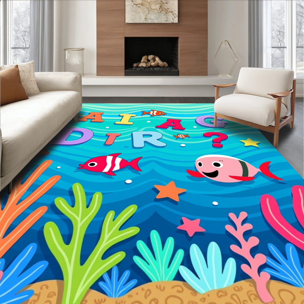 Underwater Alphabet Fish Garden Rug