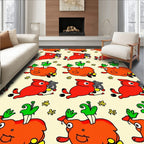 Playful Red Creatures Yellow Blooms Rug