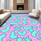 Whimsical Pink Blob Star Swirl Rug