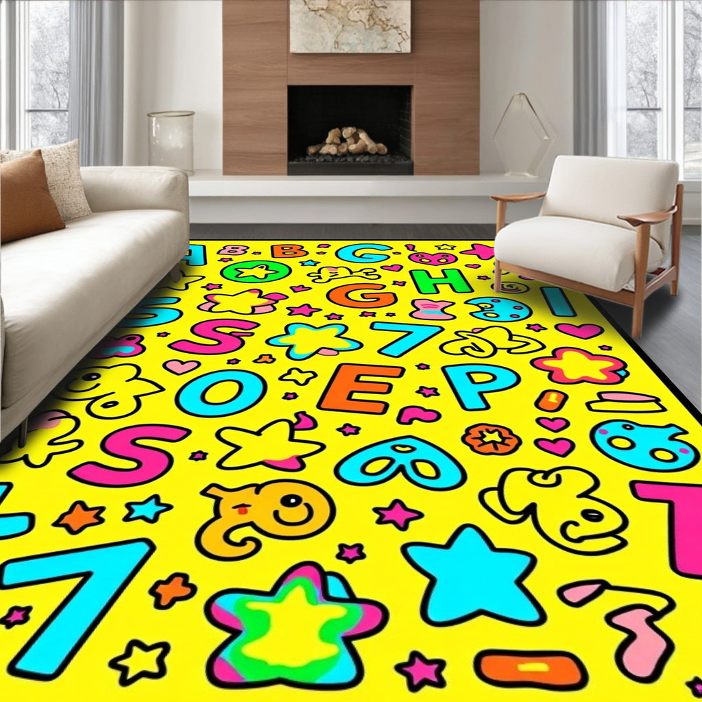 Fun Alphabet and Star Collage Rug