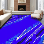 Sharp Blue White Geometric Strokes Rug