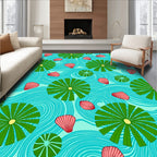 Turquoise Water Lily Petal Swirl Rug