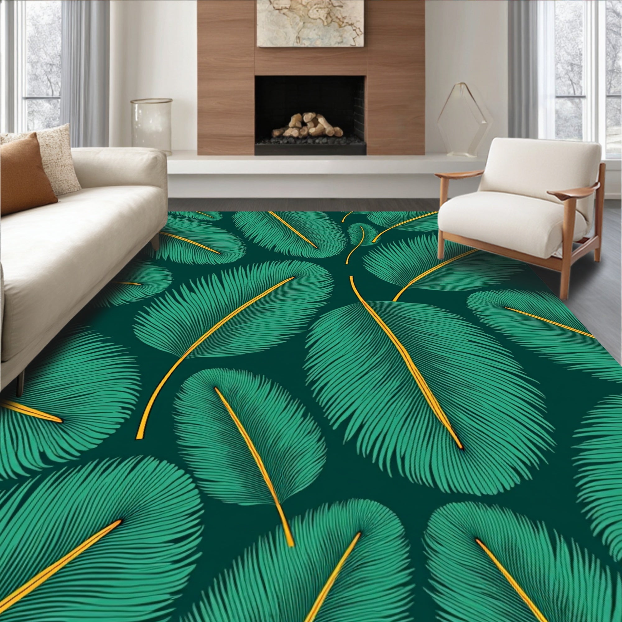 Emerald Green Feathered Canopy Rug