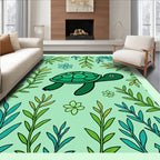 Green Sea Turtle Amongst Lush Ferns Rug