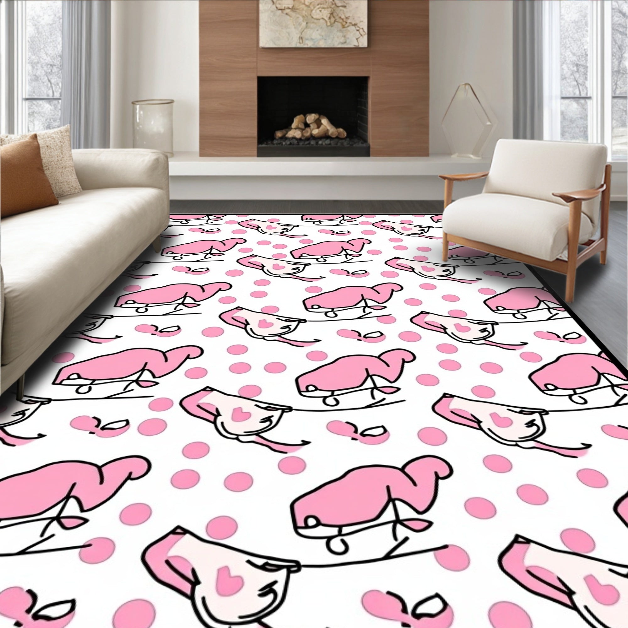 Pink Polka Dot Saddle Whimsy Rug