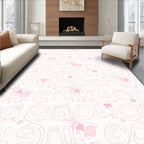 Delicate Pink Cartoon Faces Repeat Rug