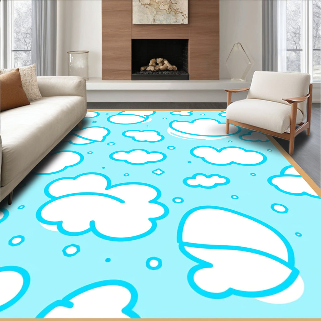 Whimsical Blue Sky Cloud Scatter Rug