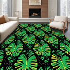 Lush Green Tropical Monstera Leaves Rug