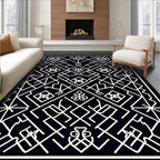 Black White Geometric Art Deco Rug