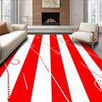 Crimson White Abstract Swirl Stripe Rug