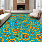 Nautical Yellow Star Ship Wheel Rug