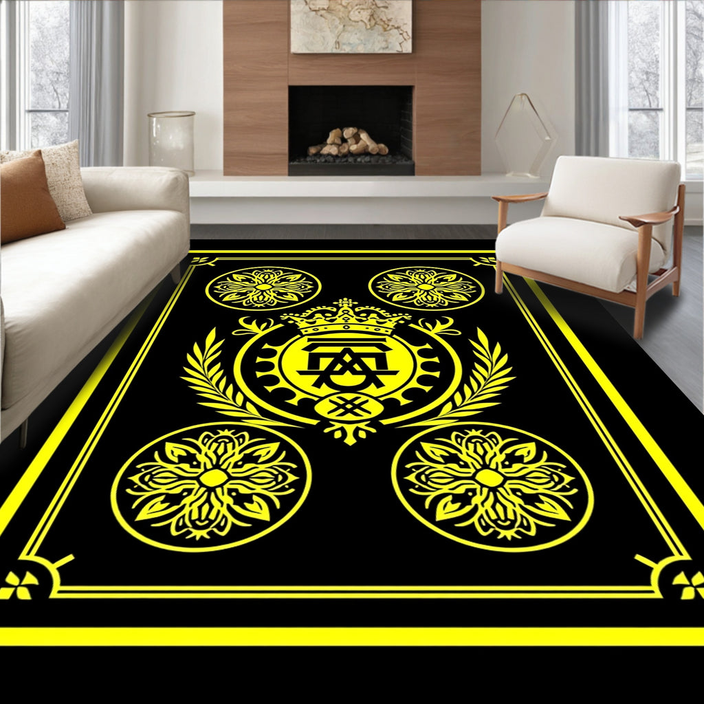 Yellow Regal Emblem Medallion Rug