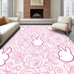 Pink Bunny Swirl Floral Rug