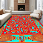 Vibrant Red Turquoise Floral Meadow Rug