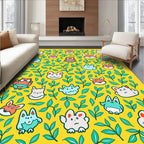 Whimsical creature garden yellow Rug