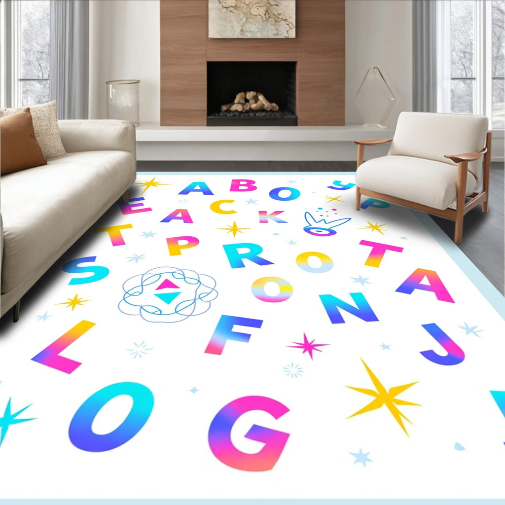 Alphabet Splash Rainbow Gradient Letters Rug