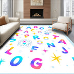 Alphabet Splash Rainbow Gradient Letters Rug