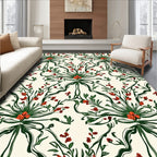 Whimsical Red Floral Ribbon Vines Rug