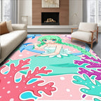 Whimsical Teal Mermaid Dolphin Coral Rug