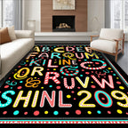 Pop Art Alphabet Colorful Confetti Rug