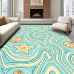 Coastal Starfish Swirl Aqua Rug
