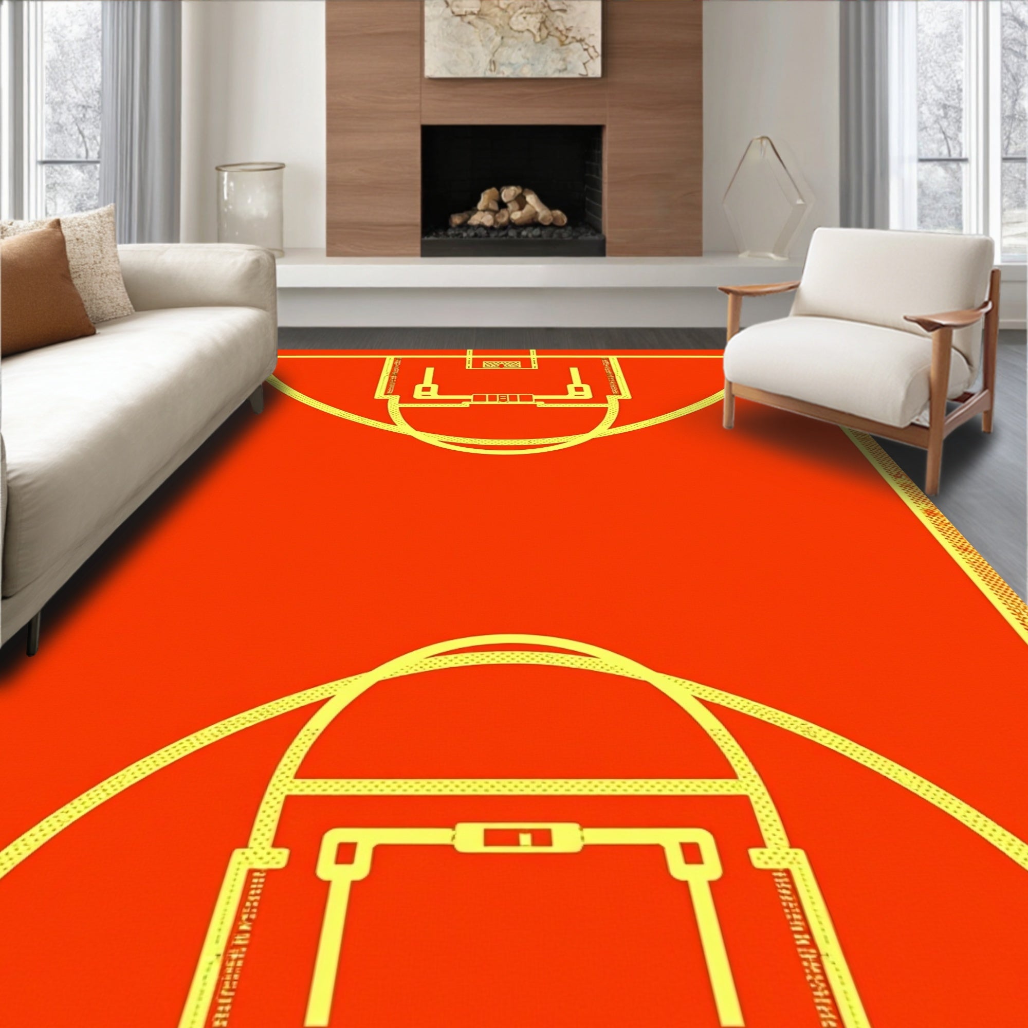 Orange Court Graphic Rug