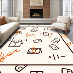 Orange White Scattered Blueprint Icons Rug