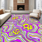 Psychedelic Yellow Skull Swirl Rug