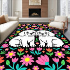 Happy Puppies Floral Garden Rug