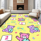 Playful Purple Pink Bears Numbers Circles Rug