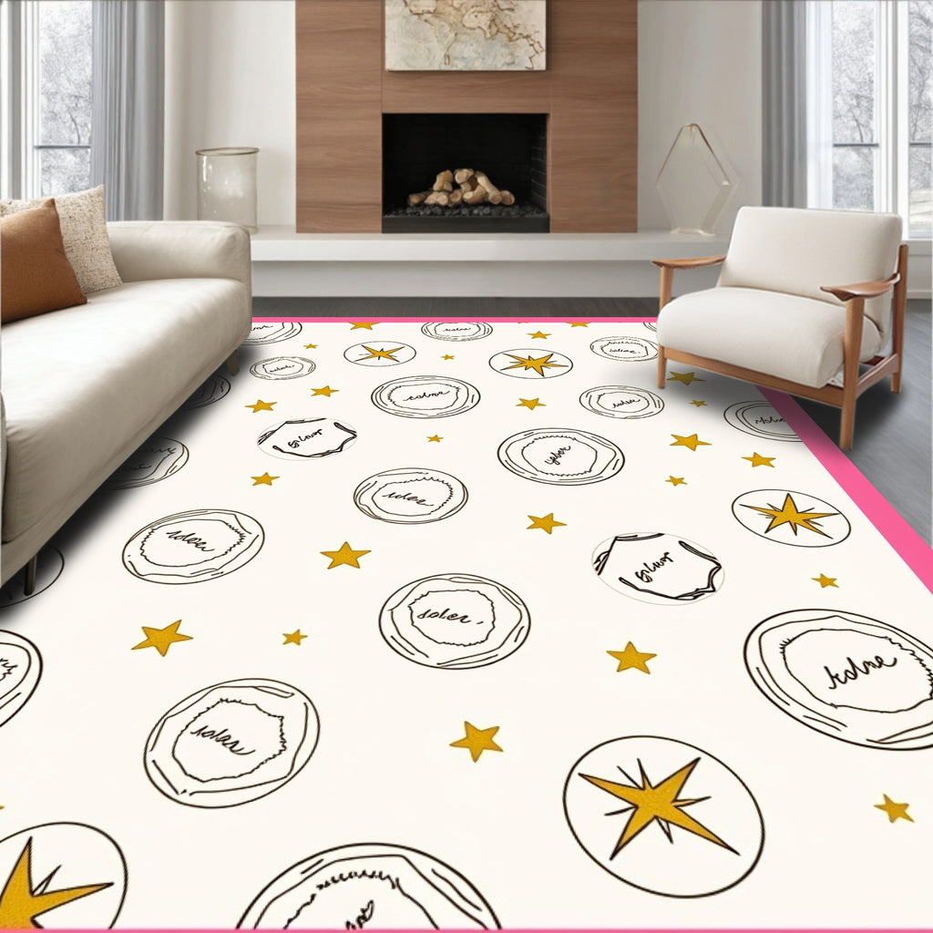 Whimsical Gold Star Medallion Rug