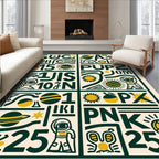 Cosmic Space Adventure Yellow Green Rug