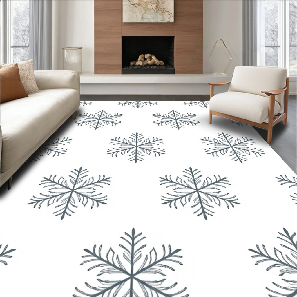 Winter Blue Snowflake Repeat Rug