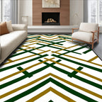 Green and Gold Intersecting Lines Rug