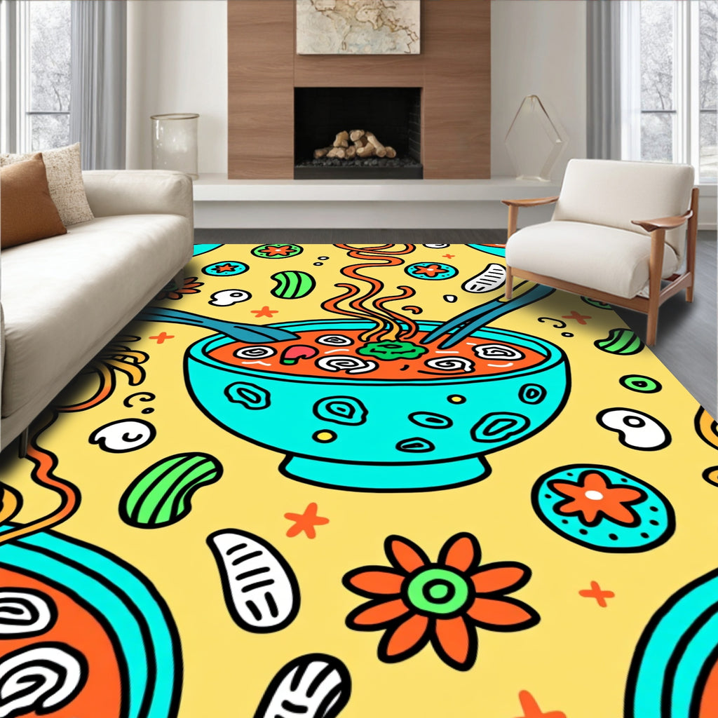 Whimsical Noodle Bowl Graphic Rug