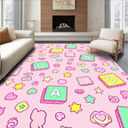 Fun Pink Alphabet Blocks Star Hearts Rug