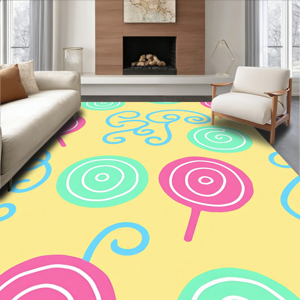 Whimsical Pink Mint Swirl Lollipop Rug