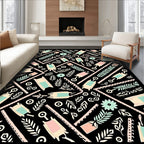 Pastel Pink Mint Geometric Blossom Rug