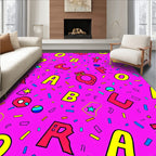 Vibrant Pink Confetti Alphabet Fun Rug