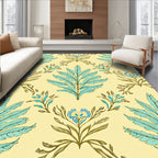 Sage Green Floral Botanical Medallion Rug
