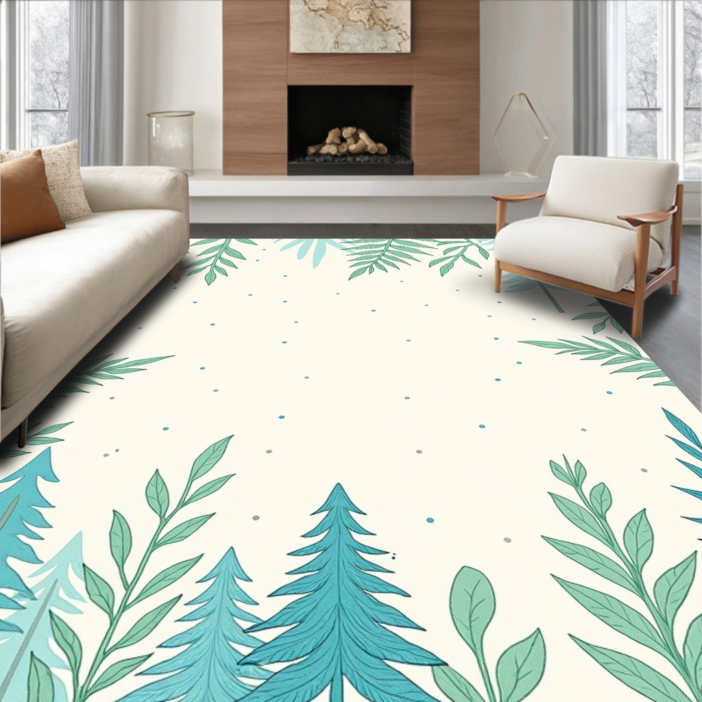 Turquoise Pine Forest Overlay Rug