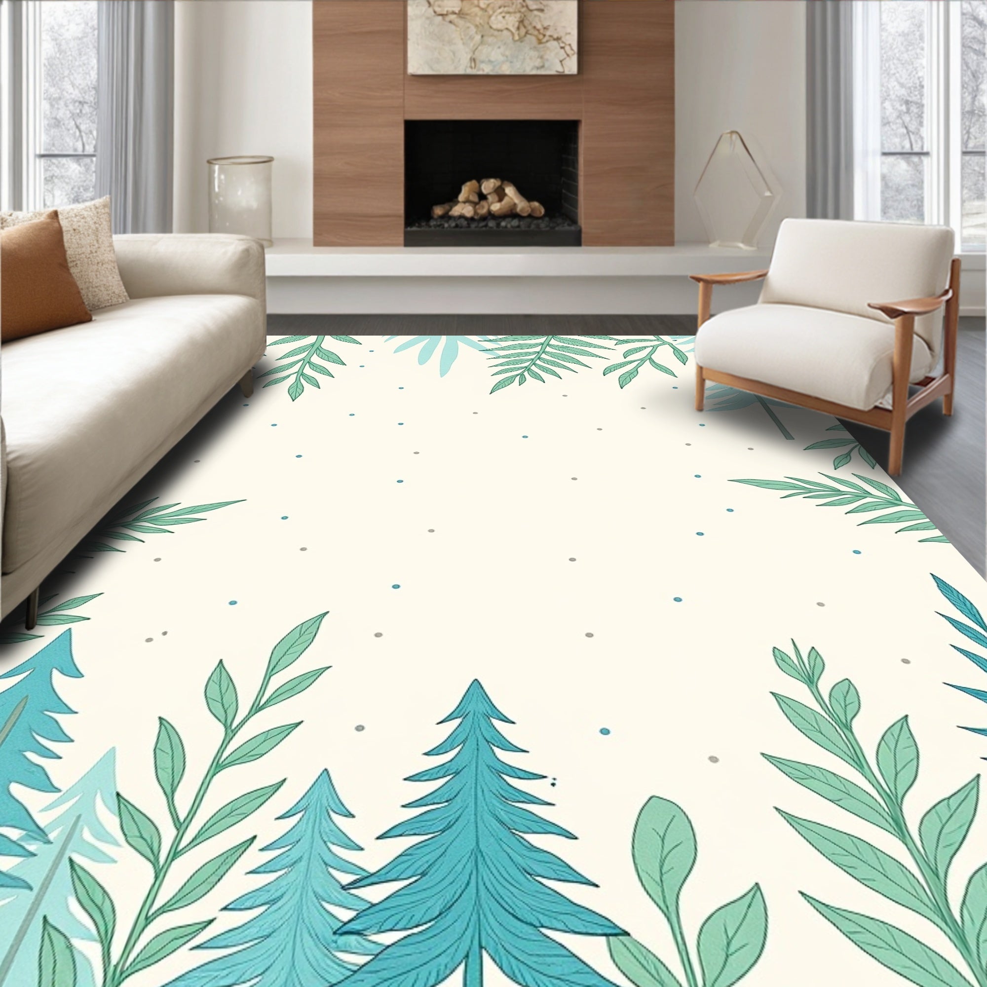 Turquoise Pine Forest Overlay Rug