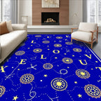 Yellow Wheel Starry Cosmic Blue Field Rug