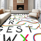Rainbow Ribbon Alphabet Collage Rug