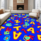 Bold Alphabet Blue Red Yellow Collage Rug